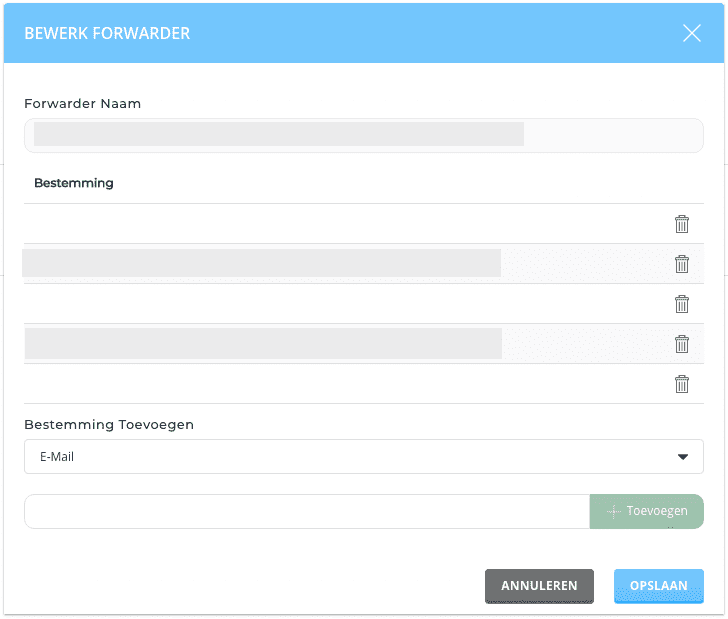 Doorstuur adres aanmaken in je controle paneel. 3